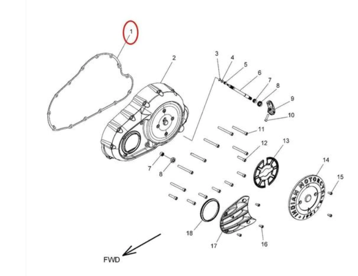 Прокладка первичной крышки для INDIAN 2014+ Thunder Stroke Engine Models Primary Cover Gasket Part 5813897 OEM Polaris